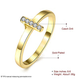 Gold Plated Fashion Ring AAA Zirconia Cross For Women B167