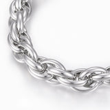 Stainless Steel Rope Chain Bracelet Lobster Silver 9inches(230mm) Z55