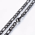 Stainless Steel Figaro Link Necklaces Lobster Black 20"  51cm Lobster Clasp Z564