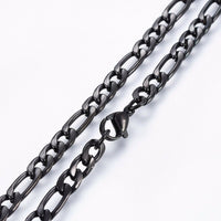 Stainless Steel Figaro Link Necklaces Lobster Black 20"  51cm Lobster Clasp Z564