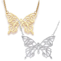 Stainless Steel Pendant Necklaces Cable Chains Butterfly Silver Gold 17.7" P378