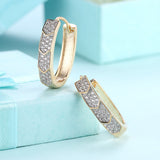 Yellow Gold Plated Earrings  Hoop Huggies AAA Zirconia  Latch Back Clasp L569