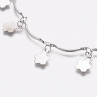 Stainless Steel Flower Charm Bracelet Bar Bracelet Lobster Silver 7.6" Z89