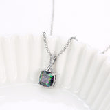 Platinum Plated Necklace Pendant AAA Zirconia Multicolor Lobster Clasp B353