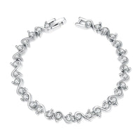 Platinum Plated Bracelet Zirconia Snap Box 8 Inches 7MM L151