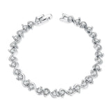 Platinum Plated Bracelet Zirconia Snap Box 8 Inches 7MM L151