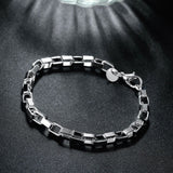 Mens Women'Unisex Sterling Silver Plated Bracelet Size 8 Inches 5MM Lobster L43