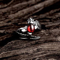 Stainless Steel Antique Gothic Biker Tribal Ring Black Red Men's Unisex B230