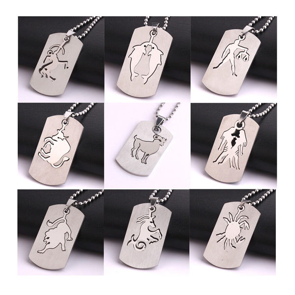 Stainless Steel Pendant 0.912X1.64 Inch Square tags Constellation Necklace B162