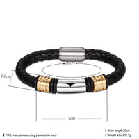 Stainless Steel Leather Bracelet 8 Inches 10MM Magnetic L336