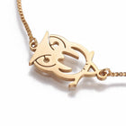 304 Stainless Steel Slider Bracelet Box Chains Owl Gold Adjustable Size P295
