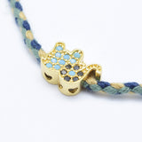 Nylon Cord Bracelet Cubic Zirconia Elephant Gold Plated Adjustable P311