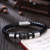 Stainless Steel Leather Bracelet 8.5 Inches 12MM Magnetic L335