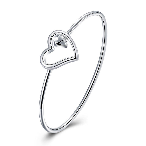 Sterling Silver Plated Bracelet  Heart Adjustable 21MM  Hook L179