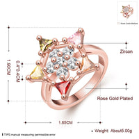 Rose Gold Plated Fashion Ring Green Pink Red AAA Zirconia Women B261