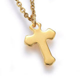 304 Stainless Steel Pendant Necklace Lobster Cross Gold 17.7' 1.5mm  A263