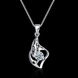 Sterling Silver Necklace Pendant Drop AAA Zirconia 18" 1MM Lobster Clasp B427