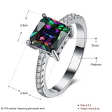 Platinum Plated Fashion Ring Multicolor AAA Zirconia Women B324