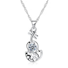 Sterling Silver Necklace Pendant Drop AAA Zirconia 18" 1MM Lobster Clasp B448
