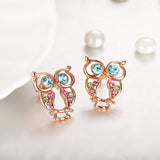 Rose Gold Plated Multicolor Earrings Stud Czech AAA Zirconia Push Back L186