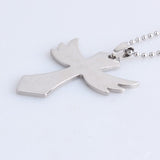 316L Stainless Steel Pendant 1.57X1.91 Inch Cross  Silver Necklace 22" B84