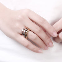 Rose Gold Platinum Plated Tri Color Fashion Ring For Women B169