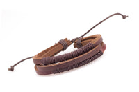 Genuine Leather Handmade Bracelet Men's  Unisex  Wrap Tribal  Brown H262