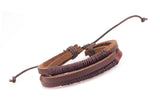 Genuine Leather Handmade Bracelet Men's  Unisex  Wrap Tribal  Brown H262