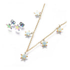 Stainless Steel Set Pendant Necklace Stud Earrings Back Star 16.7" P703