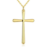 Yellow Gold Plated Necklace Women's Pendant Cross 20 Inches 1MM Lobster B139