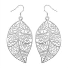 Sterling Silver Plated Chandelier Leaves Hoop Pierced Earrings L151