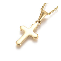 Stainless Steel Pendant Necklace Chain Lobster Religion Cross Gold 17.5" A240