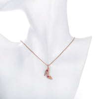 Rose Gold Plated Necklace Pendant Heels Zirconia 19 Inches 1MM Lobster B149