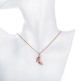 Rose Gold Plated Necklace Pendant Heels Zirconia 19 Inches 1MM Lobster B149