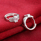 Sterling Silver Plated  Earrings Clip On AAA Zirconia Push Back .68" L416
