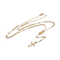 304 Stainless Steel Rosary Bead Necklace Easter Cross Virgin Mary Gold 21"  A387