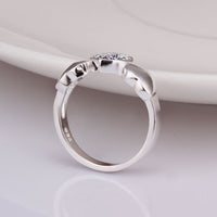 Sterling Silver Plated Blue Zirconia Heart Band Ring Size 8 B76