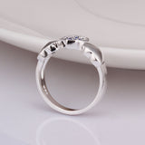 Sterling Silver Plated Blue Zirconia Heart Band Ring Size 8 B76