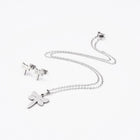 Stainless Steel Set Pendant Necklace Earrings Lobster Dragonfly Silver 17" A448
