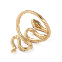 Adjustable Ring Cuff Cubic Zirconia Snake Gold Size 7 Adjustable 17mm  P677