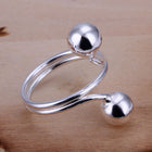 Sterling Silver Plated  Balls Beads Band Ring Size 8 B140