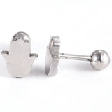 Stainless Steel Ear Plugs Ear Studs Hamsa Fatima Silver 7x8x2mm 1mm Z349