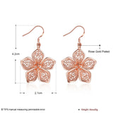 Rose Gold Plated Earrings Drop Dangle Fish Hook Antiallergic Flower.84" L249