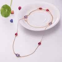 Yellow Gold Plated Necklace Chain AAA Zirconia Purple Red Lobster Clasp B383