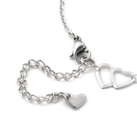 Stainless Steel Cable Anklet Bracelet Heart Lobster Silver Adjustable 8.7"  Z22