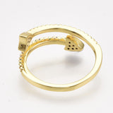 Brass Micro Pave Cubic Zirconia Cuff Ring Arrow Size 7 Adjustable 17mm P444
