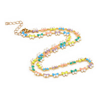 Enamel Necklace Stainless Steel Lobster Butterfly Gold 16.49" 41.9cm Z660