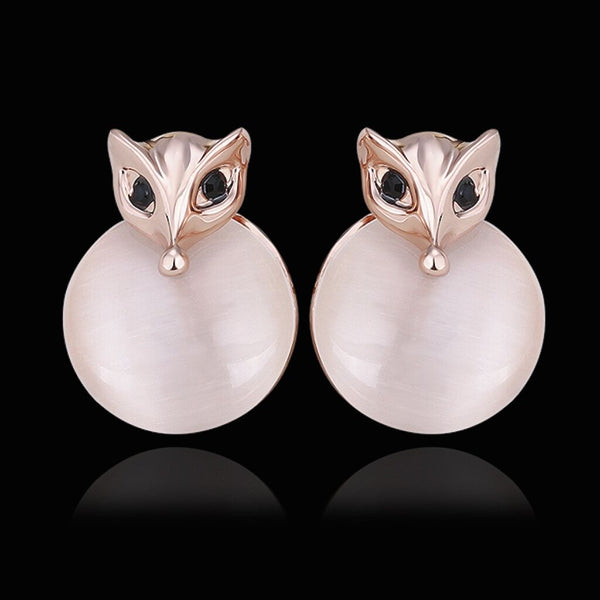 Rose Gold Epoxy Cateye Drop Stud Earrings L94