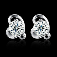 Sterling Silver Plated Earrings  Stud AAA Zirconia  Push Back Clasp L784