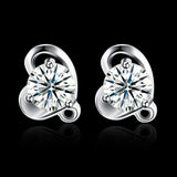 Sterling Silver Plated Earrings  Stud AAA Zirconia  Push Back Clasp L784